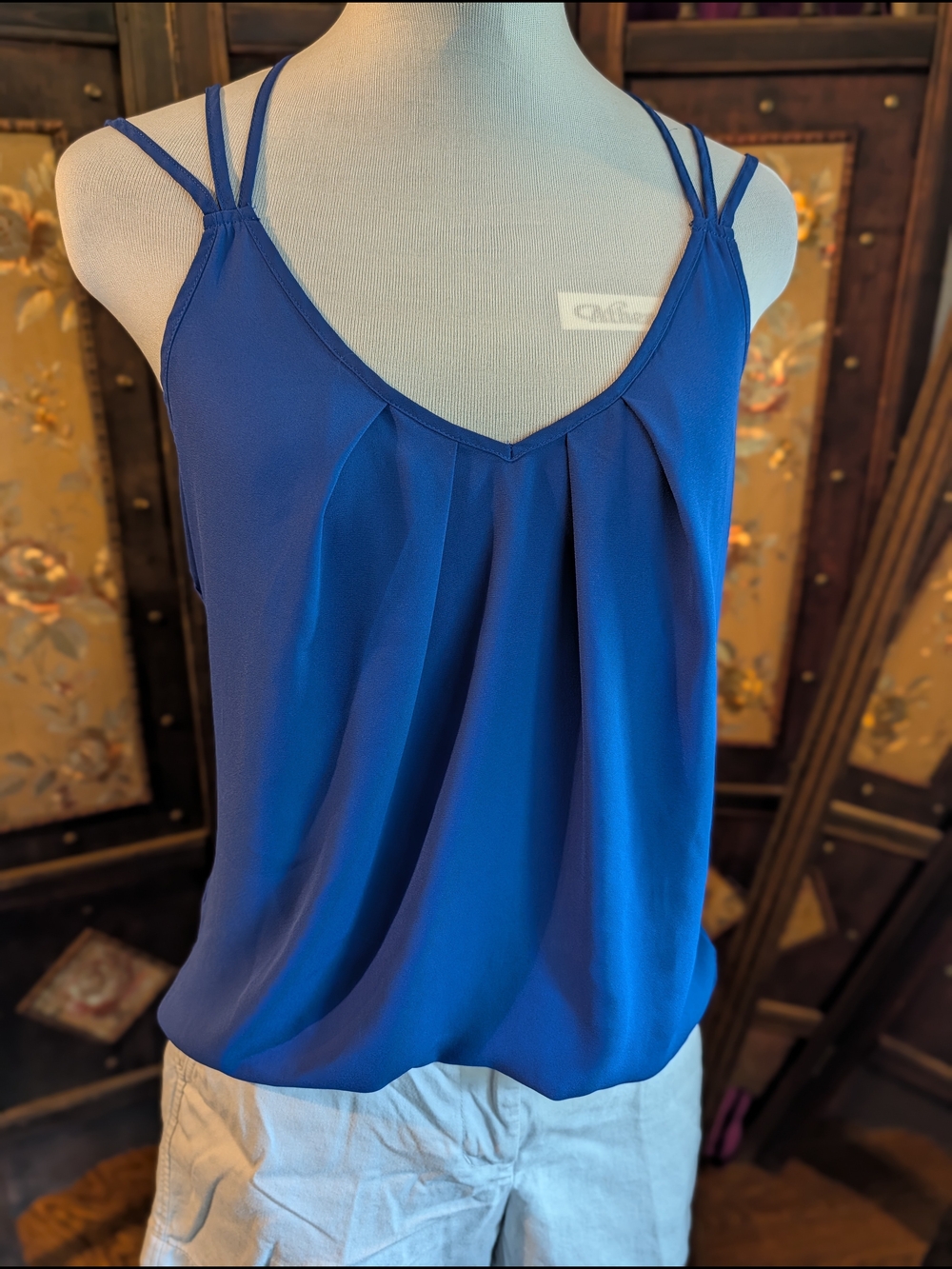 Express Royal Blue Double-Strap Pleated Cami